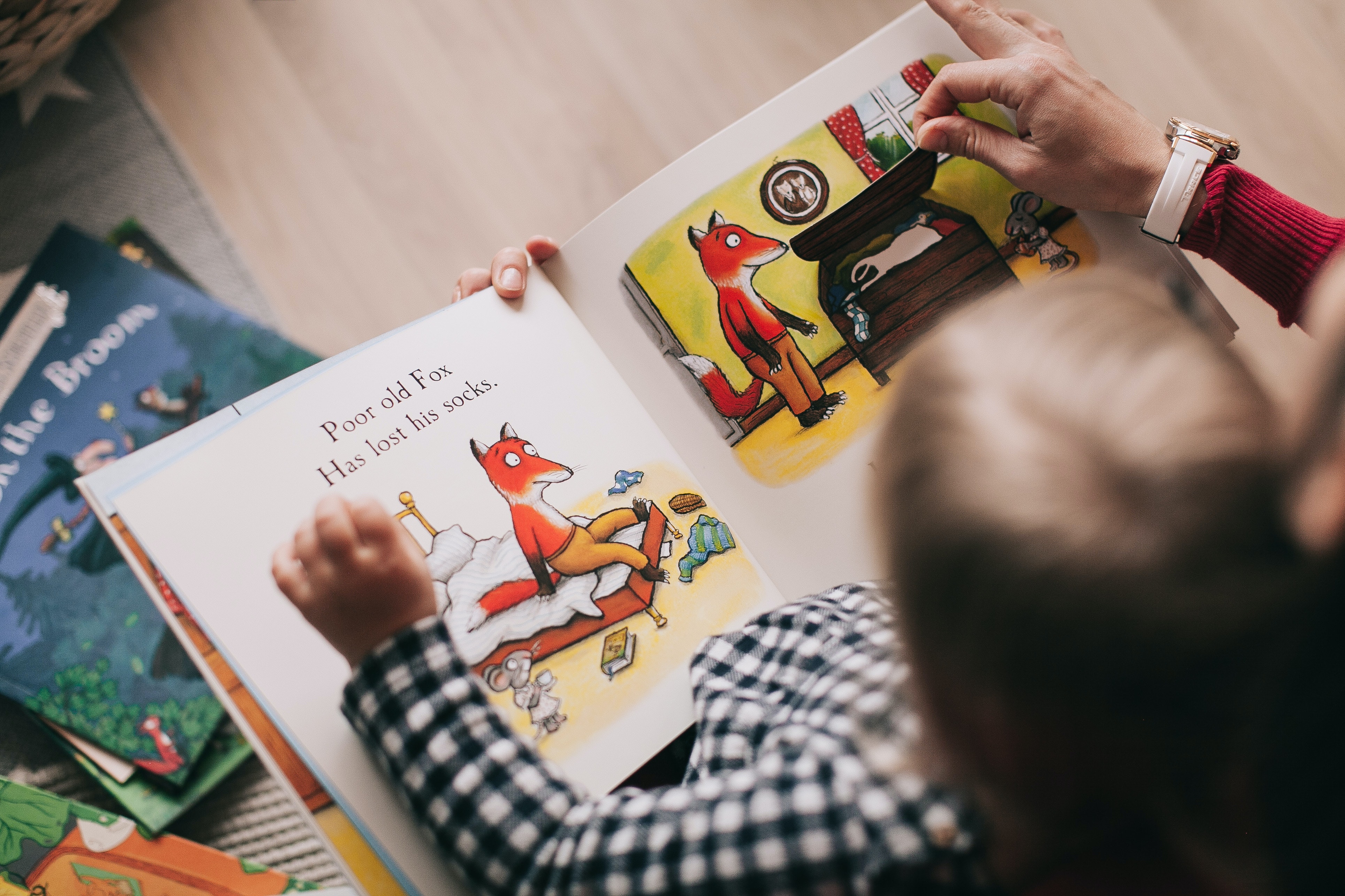 Dinos auf Büchern